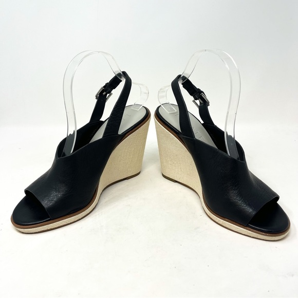 Nordstrom 1. State Genuine Leather Genna Wedge Sandal Peep Toe Sling Back Sz 8.5 - Picture 5 of 8